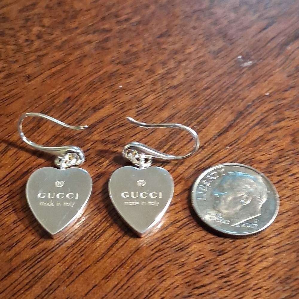Gucci Silver Heart Drop Earrings - Picture 3 of 7